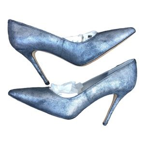 WHBM Heels with Silver Metallic Over Black